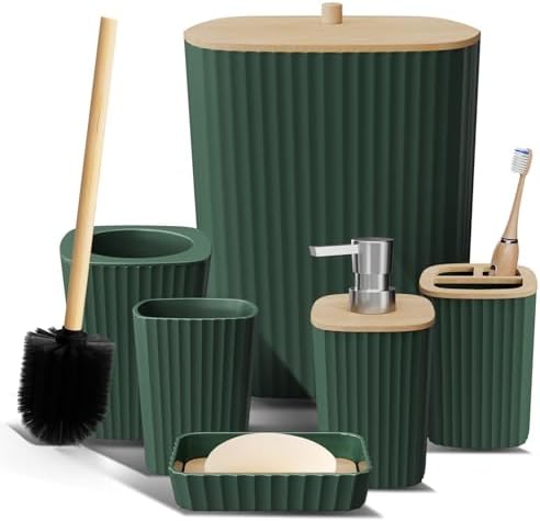Clara Clark 6-Piece Hunter Green Bathroom Set - spa-like bath Accessories