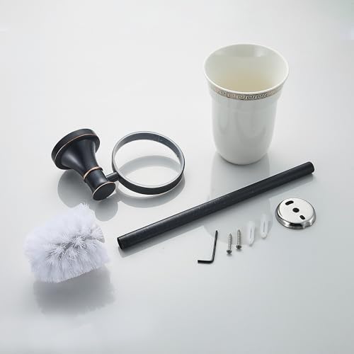 Black Oil Rubble Bronze Bathroom Toilet Brush Set