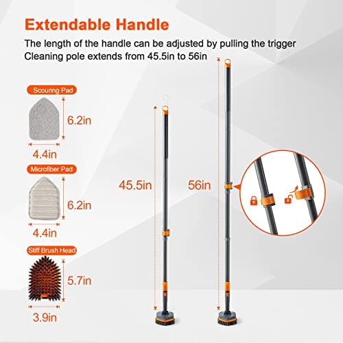Scrub Brush with 56 Long Handle Multifunctional Tile and Tub Scrubber