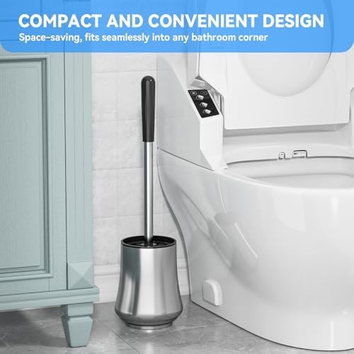 Stainless Steel Modern Style Toilet Brush and Holder Set