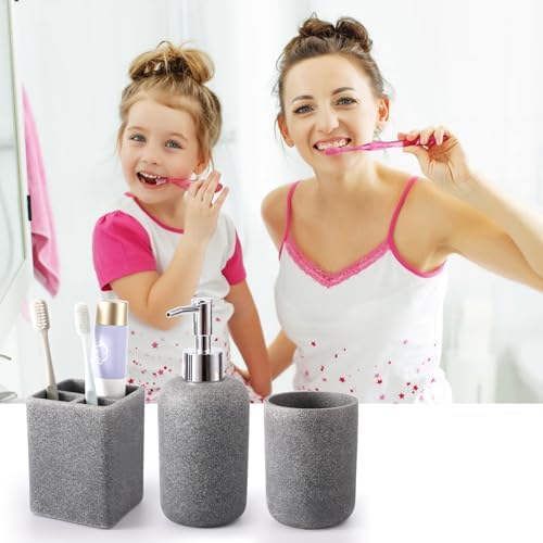Gray Resin 6 Piece Bathroom Set