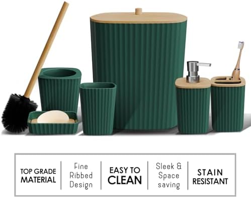 Clara Clark 6-Piece Hunter Green Bathroom Set - spa-like bath Accessories