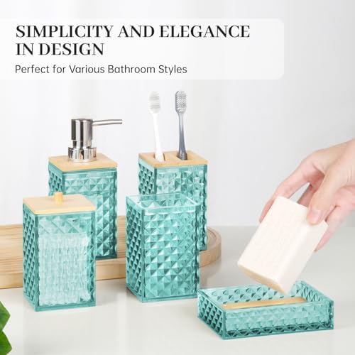 5-Piece Grid Pattern Bathroom Accessory Set High-Quality Design