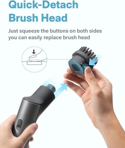 HOTO Electric Spin Scrubber with Long Handle and 6 Brush Heads