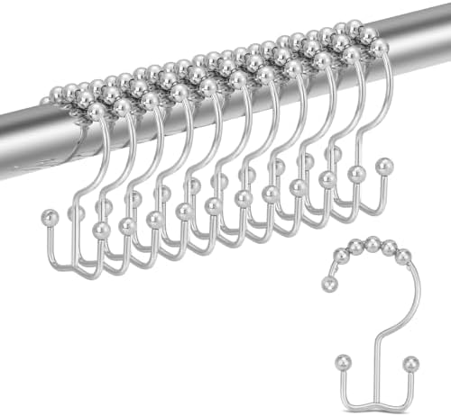 Durable 304 Stainless Steel Double-Sided Shower Curtain Hooks with Glide Action