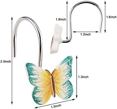 AGPTEK 12PCS Butterfly Decorative Resin Hooks for Shower Curtain