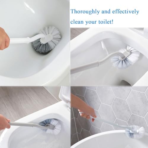 Curved Toilet Brush with Holder for Deep_cleaning Under the Rim