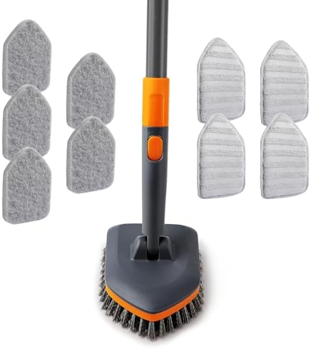 Scrub Brush with 56 Long Handle Multifunctional Tile and Tub Scrubber