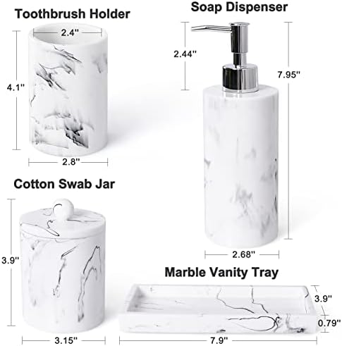 Haturi 4-Piece Marble-Mimicked Bathroom Accessory Set