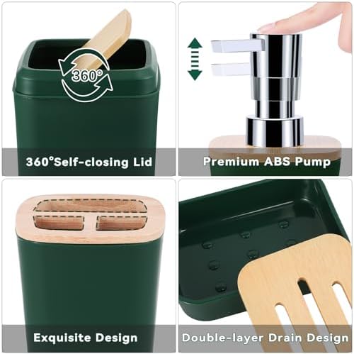 XLHOMO Dark Green Bathroom Accessory Set