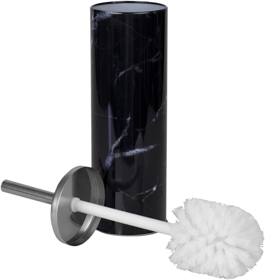 Bath Time Made Perfect The HomeBasics Black Faux Marble Toilet Brush Holder