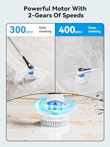 Electric Spin Scrubber Cordless with 8 Replaceable Brush Heads