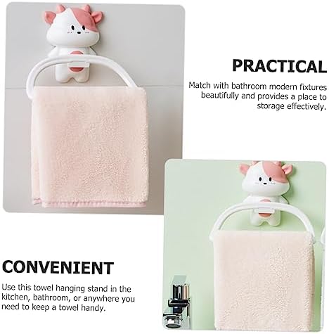 Cartoon Cow Wall Mounted Towel Rack No Drill Suction Cup Holder