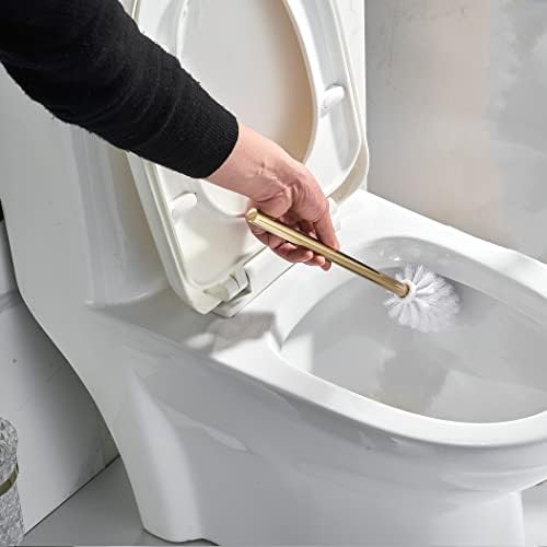 WOLIBEER Crystal Toilet Brush Holder with Gold Handle and Replaceable Brush 1