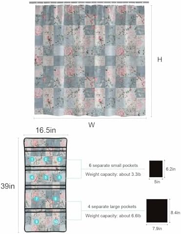 ZFUNCING Mesh Shower Curtain Organizer Set for the Bathroom
