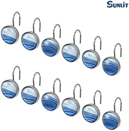Sunlit Gradient Blue Decorative Shower Curtain Hooks 12 Pack