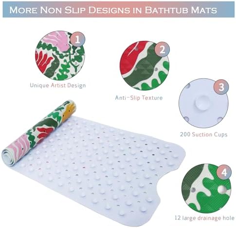 Denifeiya Plant Bathtub Mat for Kids Non-Slip Anti-Slip