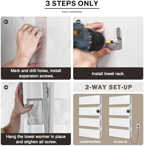 KKalonzo Electric Towel Warmer Dries Better Faster and Warmer White