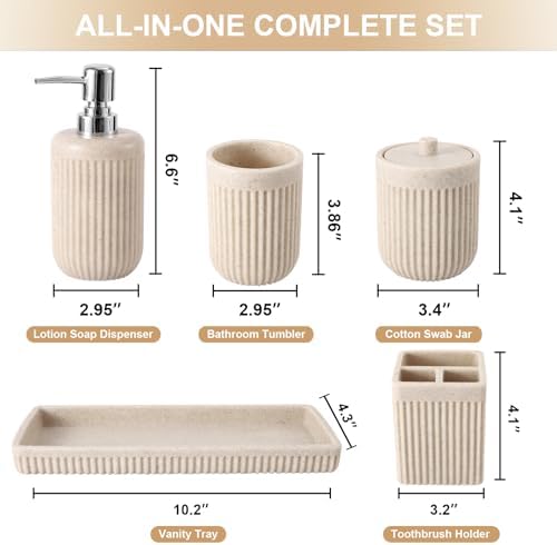 Resin Beige Bathroom Accessories Set 5 Pcs
