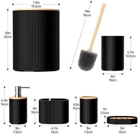 Fun Memories 6-Piece Black Bathroom Accessory Set