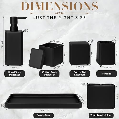 6 Pcs Matte Black Bathroom Accessory Set
