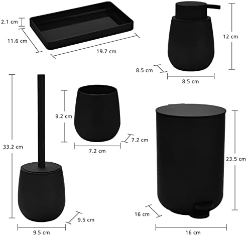 Compact Black Bathroom Accessories Set for Organization