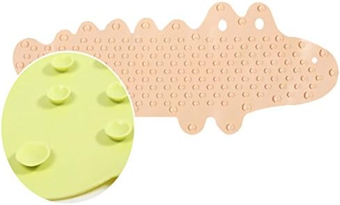 UKELER Non-Slip Baby Bath Mat with Massage Zones Green Crocodile 1