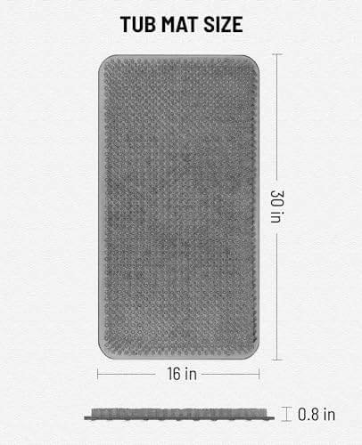 Anti-Slip Bath Mat with Suction Cups 30x16 Grey