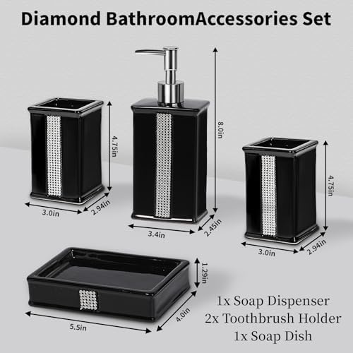 Black Ceramic Bathroom Accessory Set 4 Pcs