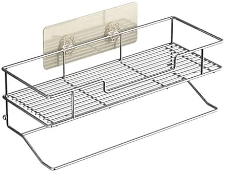 Space-Saving Stainless Steel Bathroom Shelf with Towel Rack