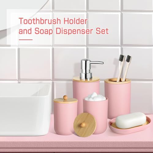 Pink Bathroom 5pc Organizing Set