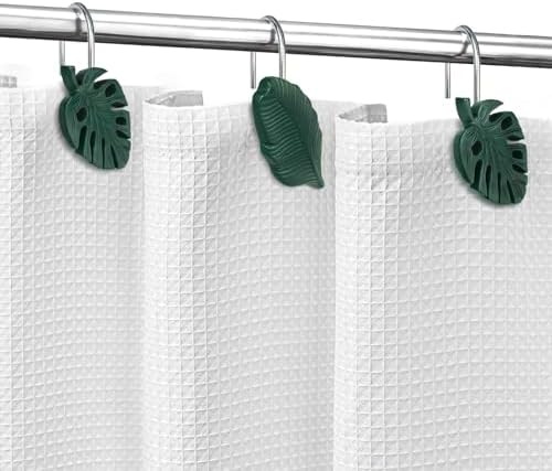 Sunlit Tropical Leaf Decorative Shower Curtain Hangers