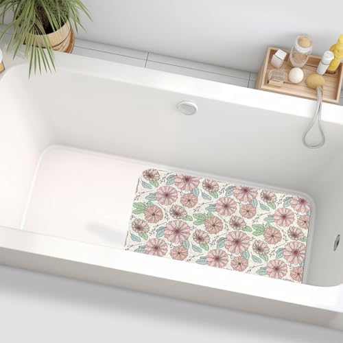 COKHDHSquare Non-Slip Flower Shower Mat 48x24