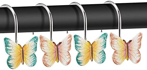 AGPTEK 12PCS Butterfly Decorative Resin Hooks for Shower Curtain