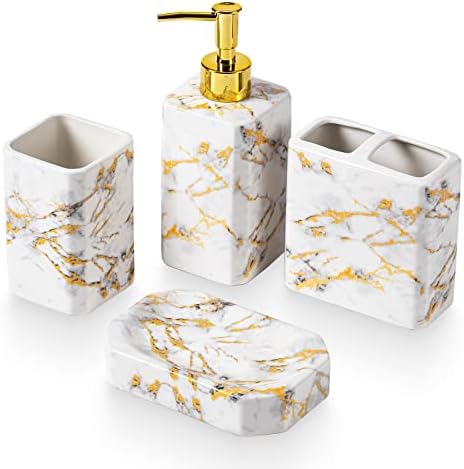 Elegant 4-Piece Bathtub Set with White Marble