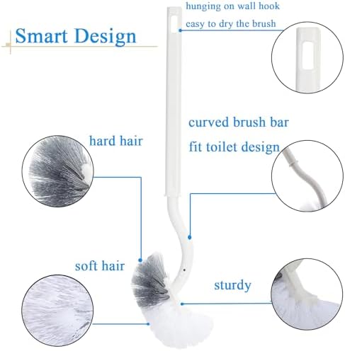 Curved Toilet Brush with Holder for Deep_cleaning Under the Rim