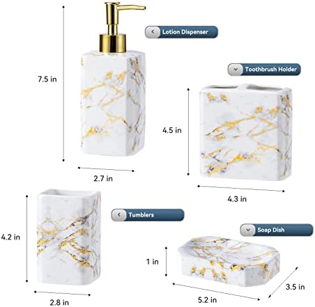 Elegant 4-Piece Bathtub Set with White Marble