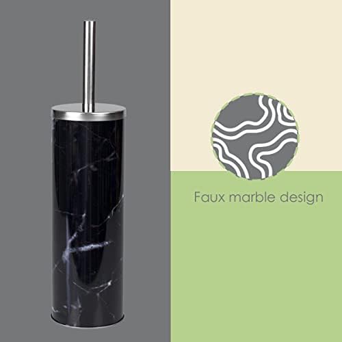Bath Time Made Perfect The HomeBasics Black Faux Marble Toilet Brush Holder