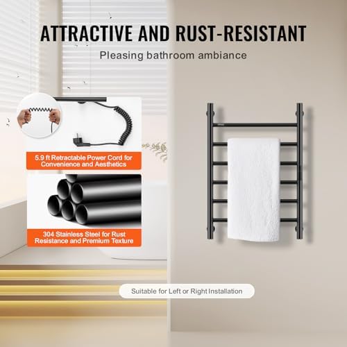 VEVOR 6BAR Stainless Steel Towel Warmer Rack