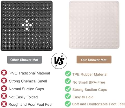 Non-Slip Beige Shower Mat for Safe Bathroom Use