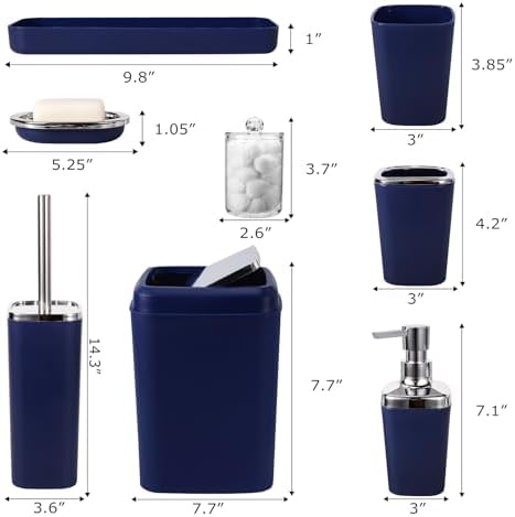 XLHOMO Complete Navy Blue Bathroom Accessories Set