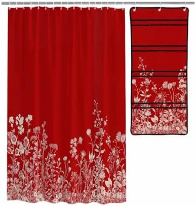 ZFUNCING Mesh Shower Curtain Set with Decorative Pattern