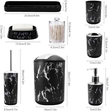 XLHOMO Black Marble Bathroom Accessories Set