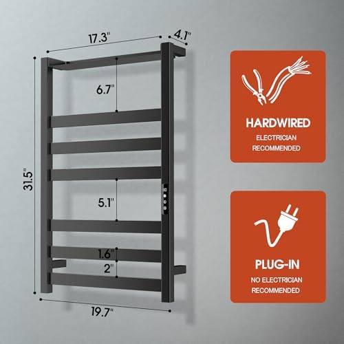 Colliford Towel Warmer Rack 6 Bars Black