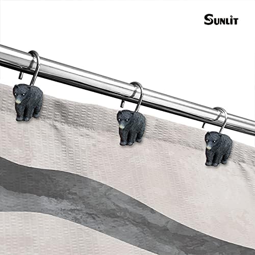 Sunlit Black Bear Shower Curtain Hooks 12 Pack