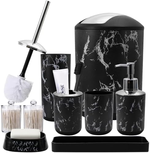 XLHOMO Black Marble Bathroom Accessories Set