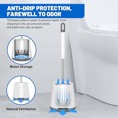 Toilet Brush Set Silicone with Stainless Steel Handle