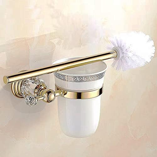 HSXJJ Gold Toilet Brush with_HOLDder Set - Removable Durable Space-Saving