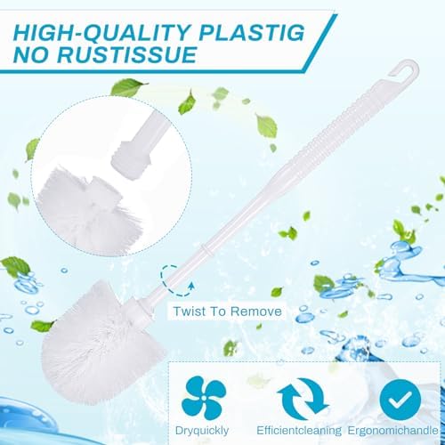 6 Set Classic Toilet Brush Set with Holder Compact Design 360 Deep Cleaning