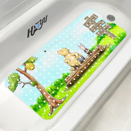 Baby Bath Mat Winnie Cartoon Kids Bathtub Mat Non Slip 40x16 Inch